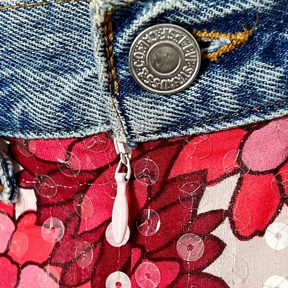 EUC VTG Anthropologie RUTH Sequins Denim Skirt Sz M - Picture 6 of 12